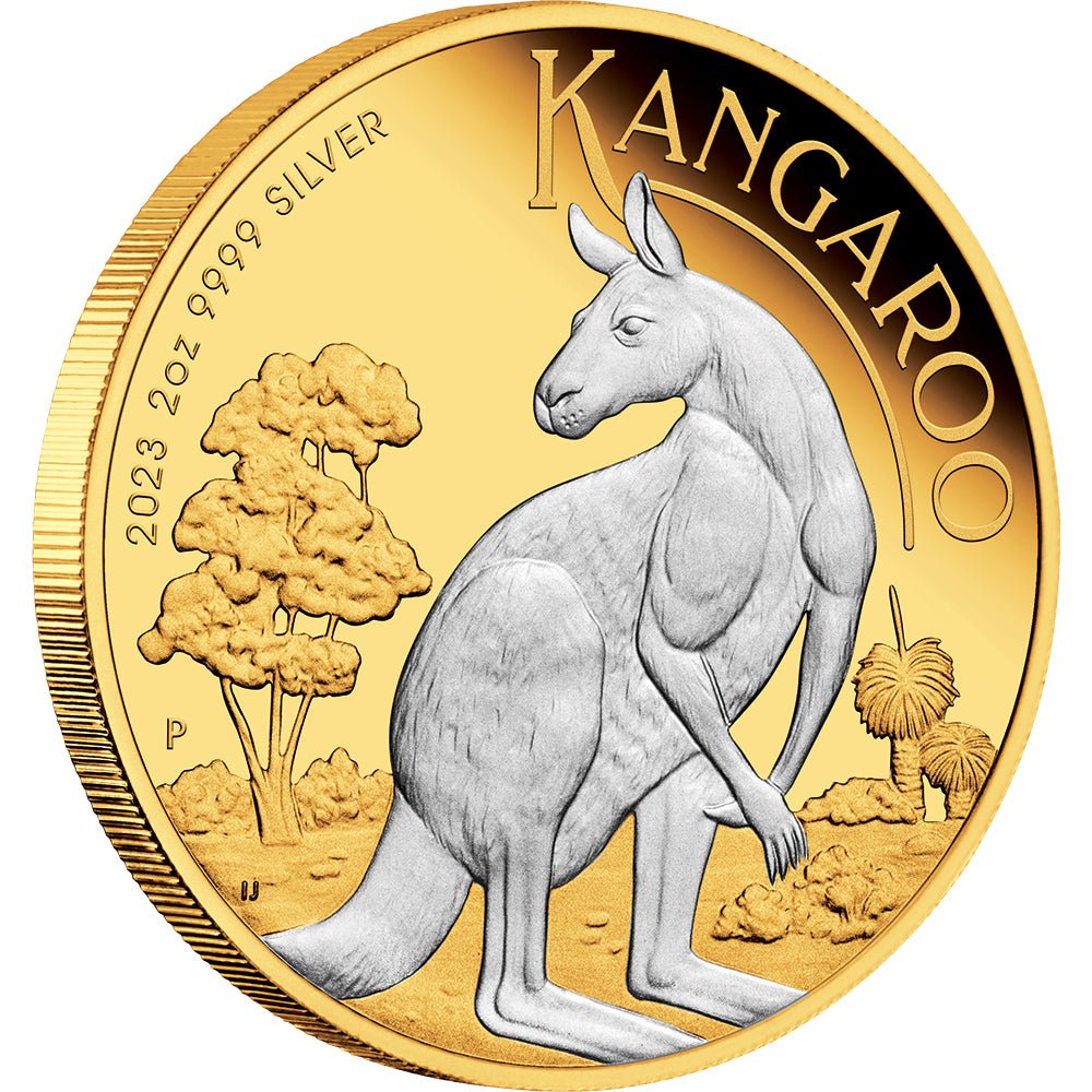 2023 Australian Kangaroo 2oz Silver Reverse Gilded Coin - Direct Coins