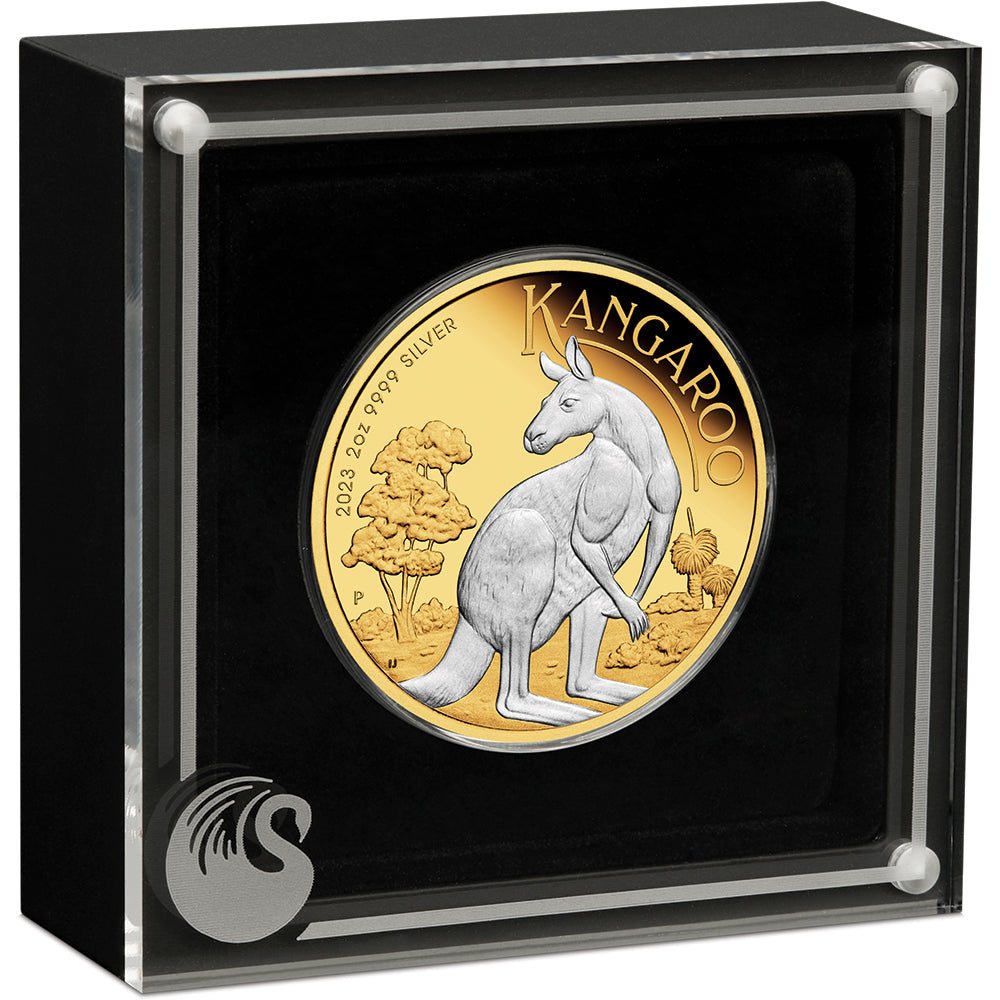 2023 Australian Kangaroo 2oz Silver Reverse Gilded Coin - Direct Coins