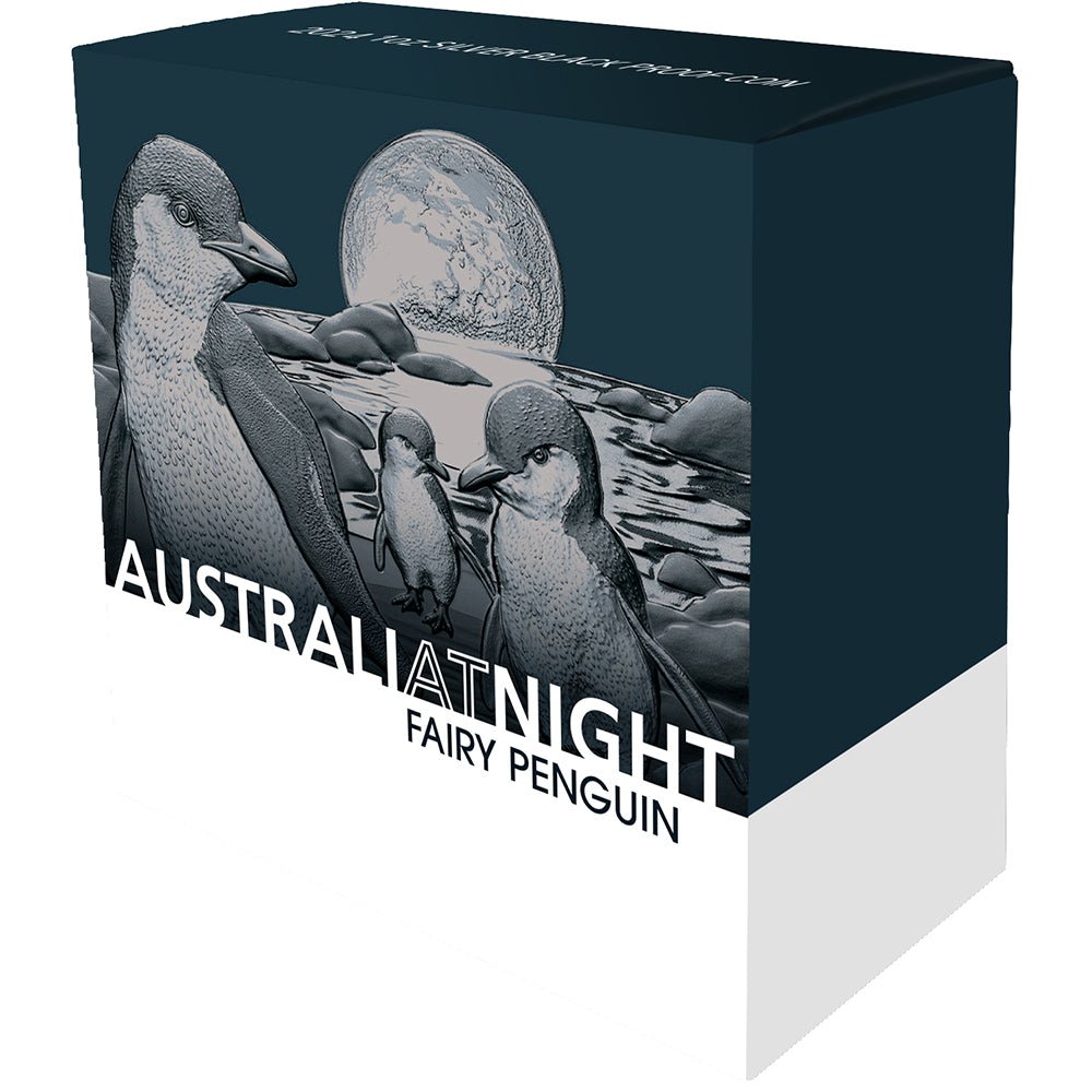 2024 $1 Australia At Night - Fairy Penguin 1oz Silver Black Proof Coin - Direct Coins