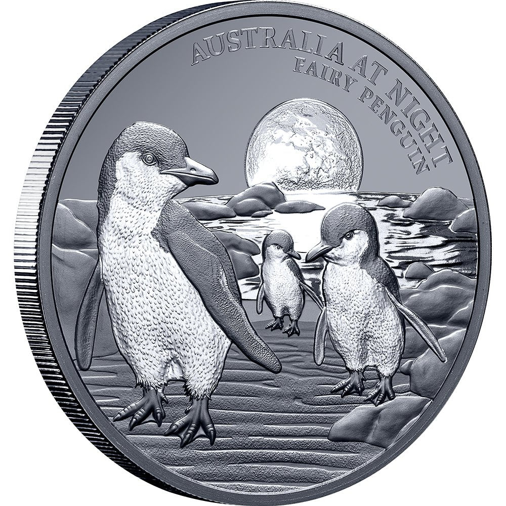 2024 $1 Australia At Night - Fairy Penguin 1oz Silver Black Proof Coin - Direct Coins