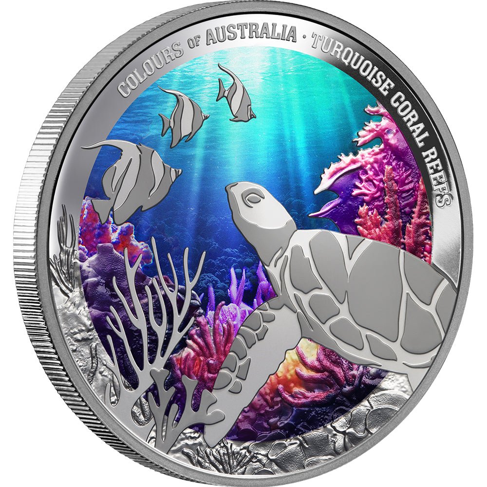 2024 $1 Colours Of Australia - Turquoise Coral Reefs 1oz Silver Proof Coin - Direct Coins