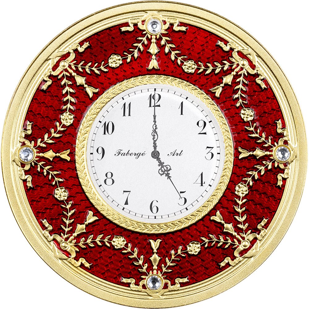 2024 $1 Faberge Red Table Clock 1oz Silver Proof Coin - Direct Coins