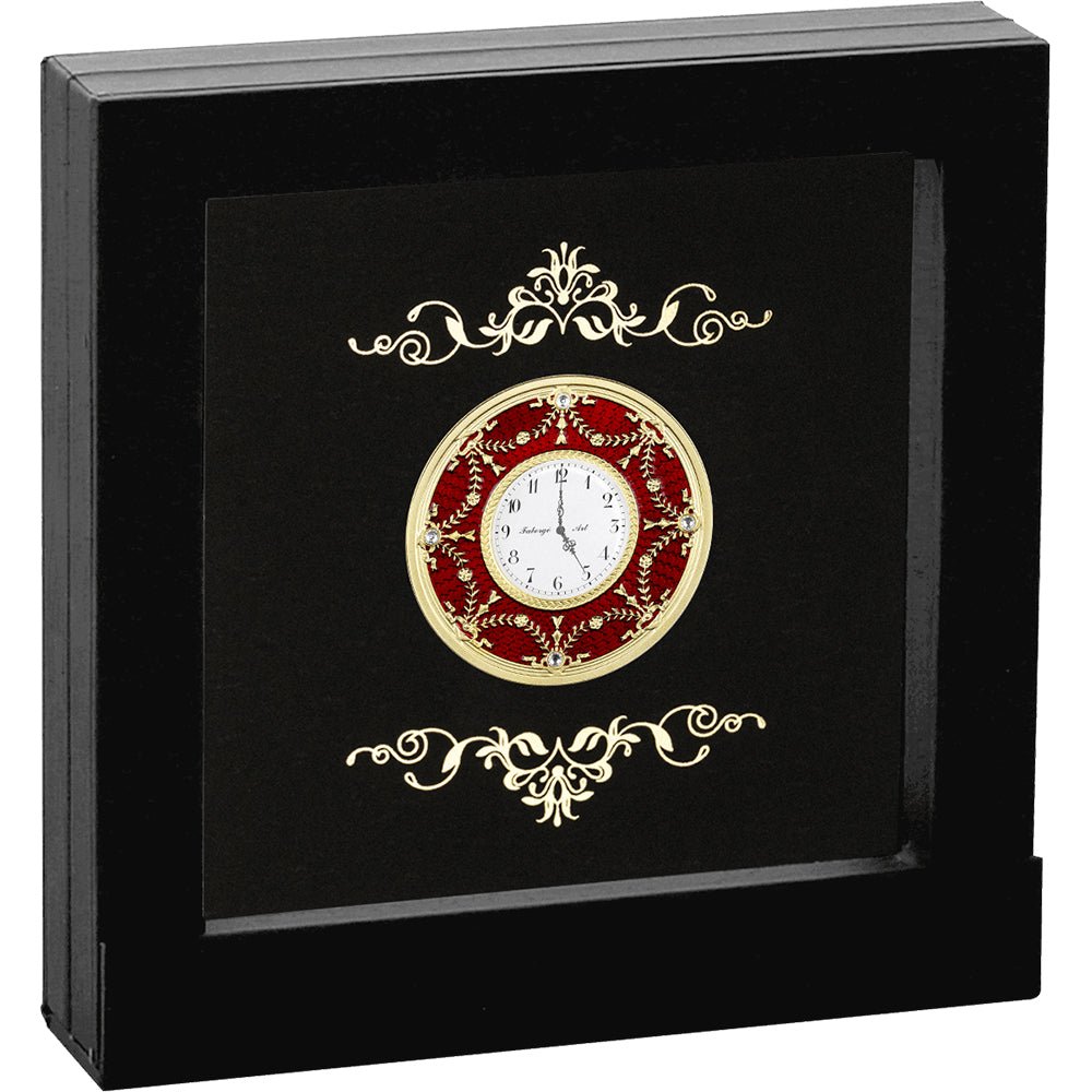 2024 $1 Faberge Red Table Clock 1oz Silver Proof Coin - Direct Coins