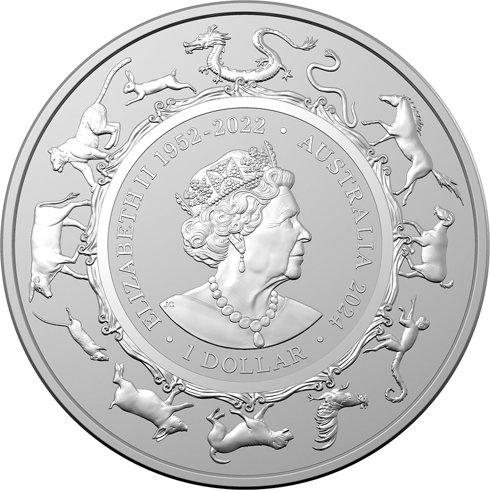 2024 $1 Year Of The Dragon 1oz Silver Investment Coin - Direct Coins