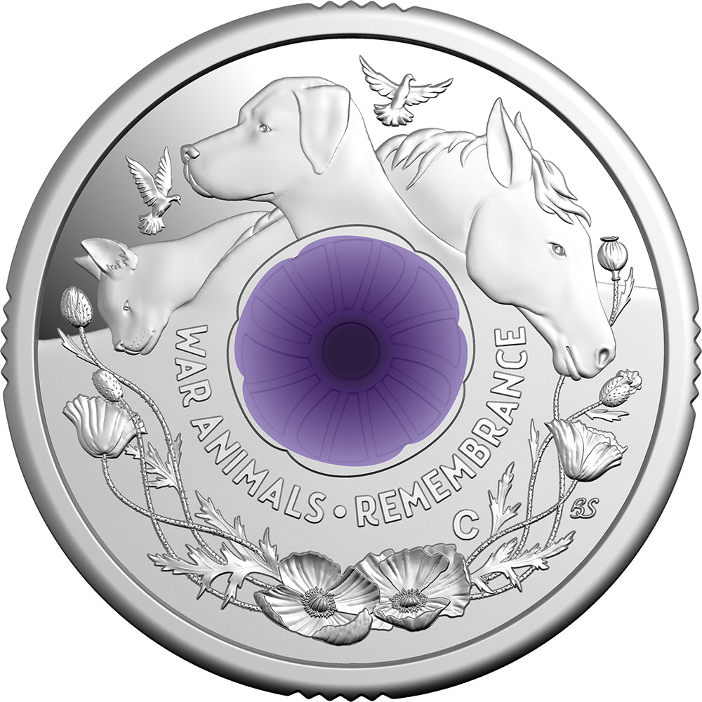 2024 $2 War Animals Remembrance 'C' Mintmark Coloured Fine Silver Proof Coin - Direct Coins