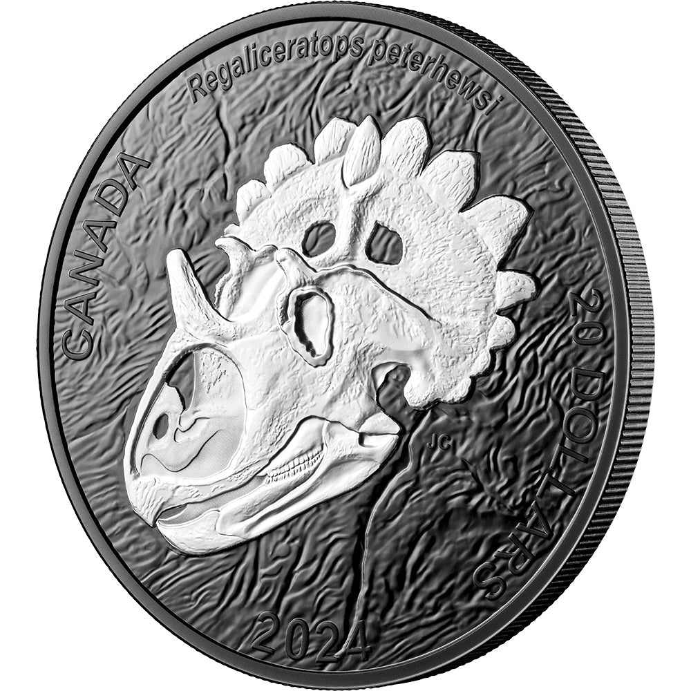 2024 $20 Discovering Dinosaurs: Royal Horned Face - Rhodium - Plated Pure Silver Coin - Direct Coins