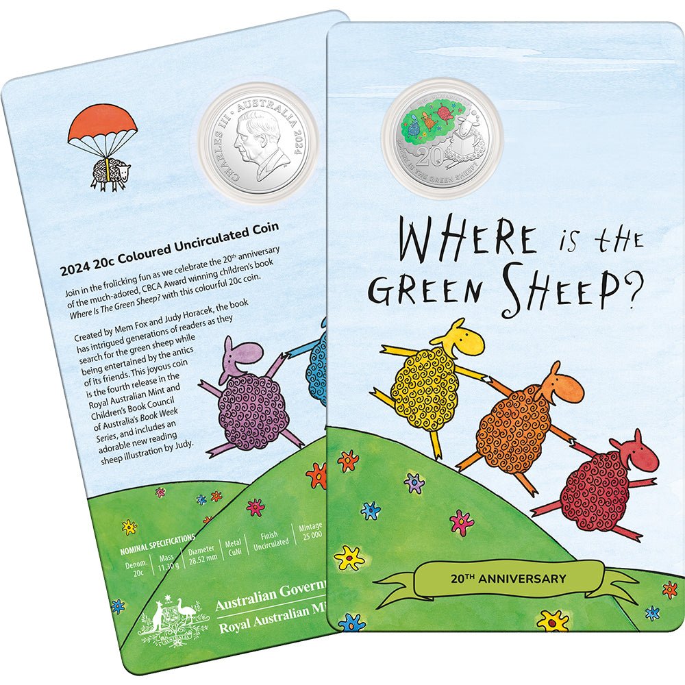 2024 20c Where Is The Green Sheep Coloured Uncirculated Coin - Direct Coins