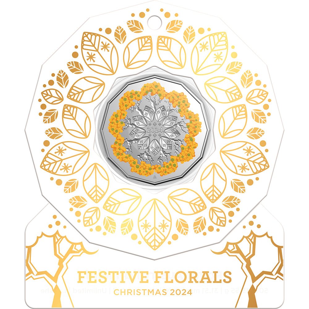2024 50c Christmas Festive Florals Coloured Uncirculated Coin Set - Direct Coins