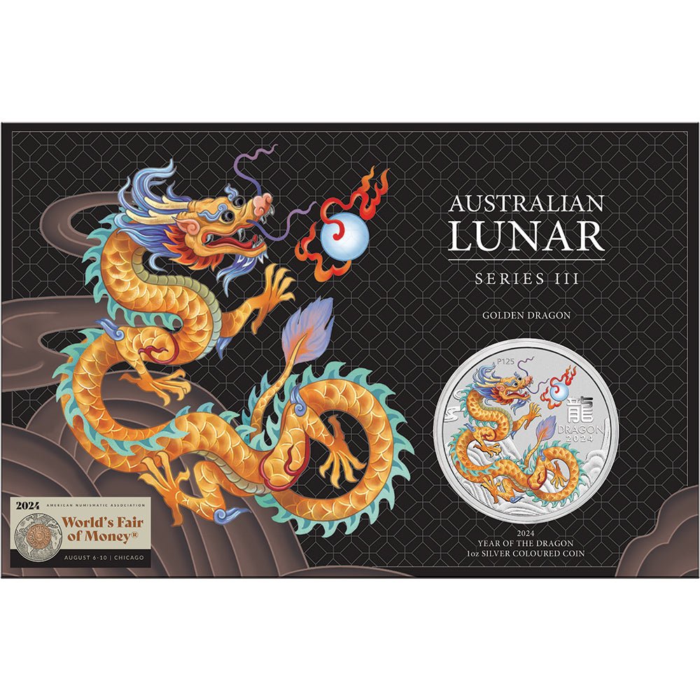 2024 ANA Special - Year Of The Dragon Golden Dragon 1oz Silver Coloured Coin - Direct Coins