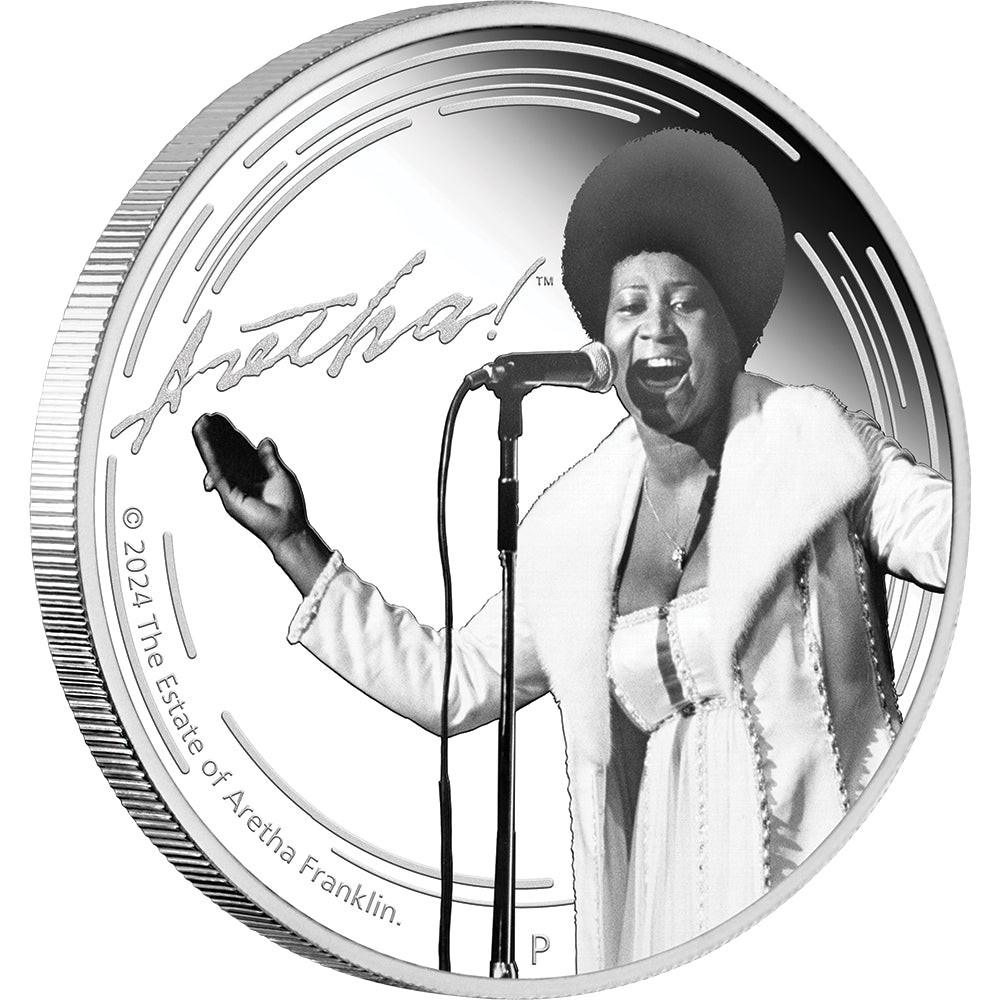 2024 Aretha Franklin 1oz Silver Proof Coloured Coin - Direct Coins