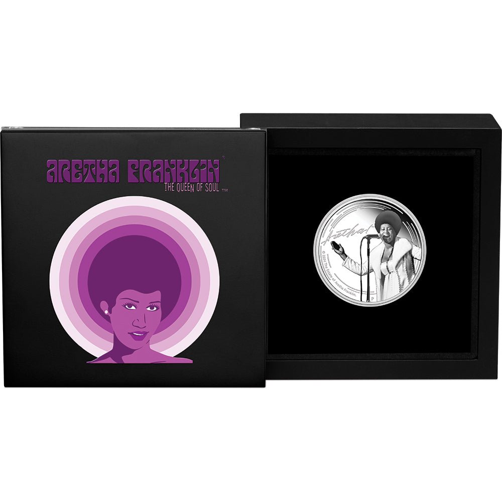 2024 Aretha Franklin 1oz Silver Proof Coloured Coin - Direct Coins