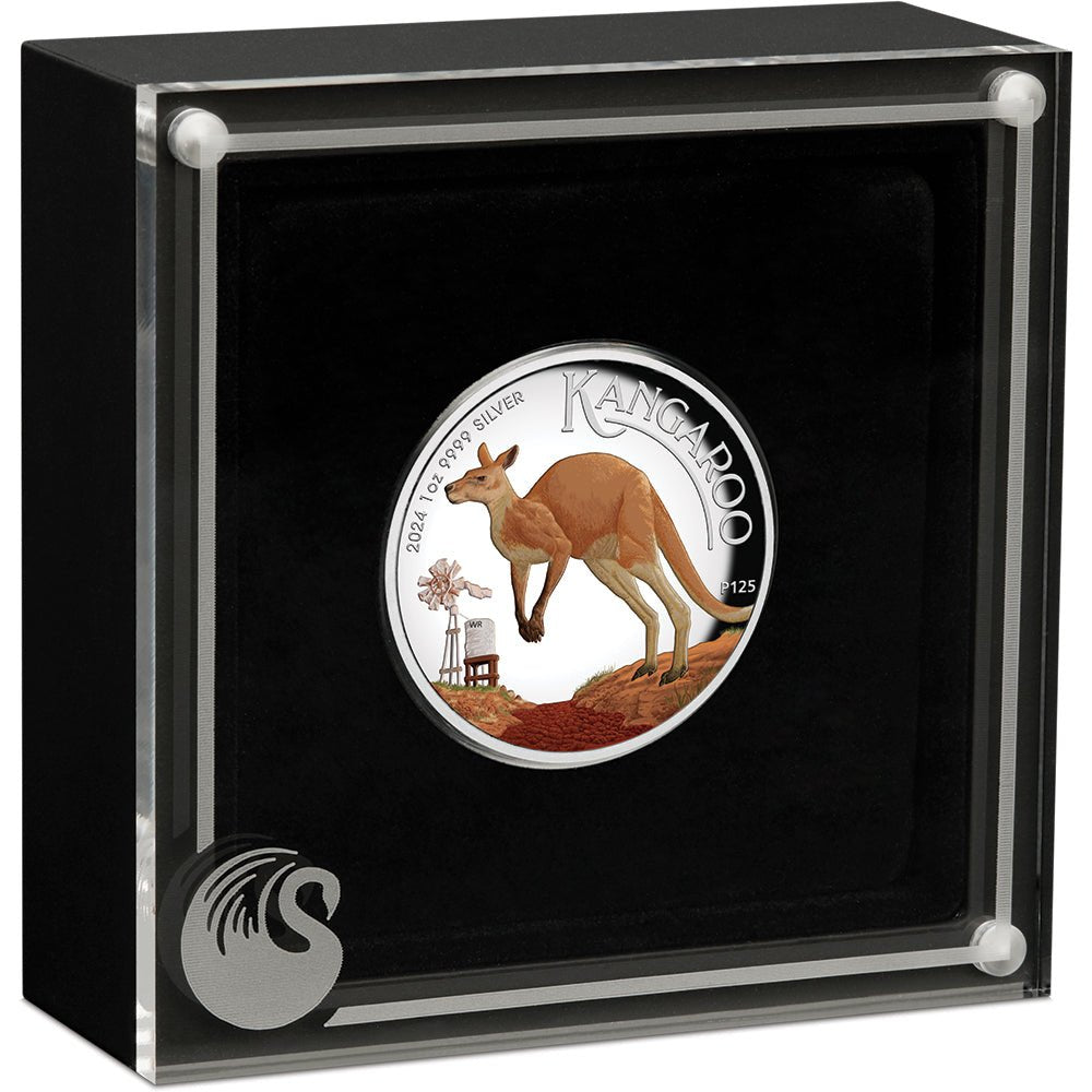 2024 Australian Kangaroo 1oz Silver Proof High Relief Coloured Coin - Direct Coins