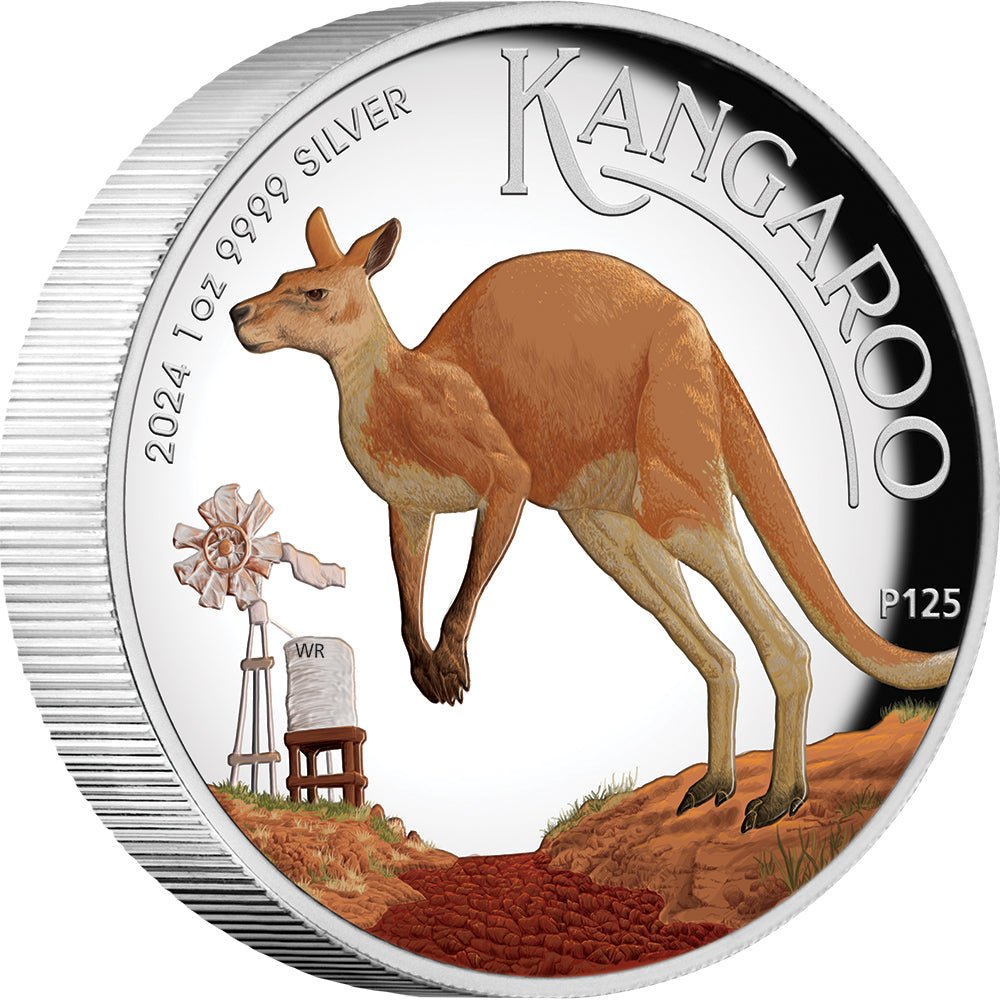 2024 Australian Kangaroo 1oz Silver Proof High Relief Coloured Coin - Direct Coins