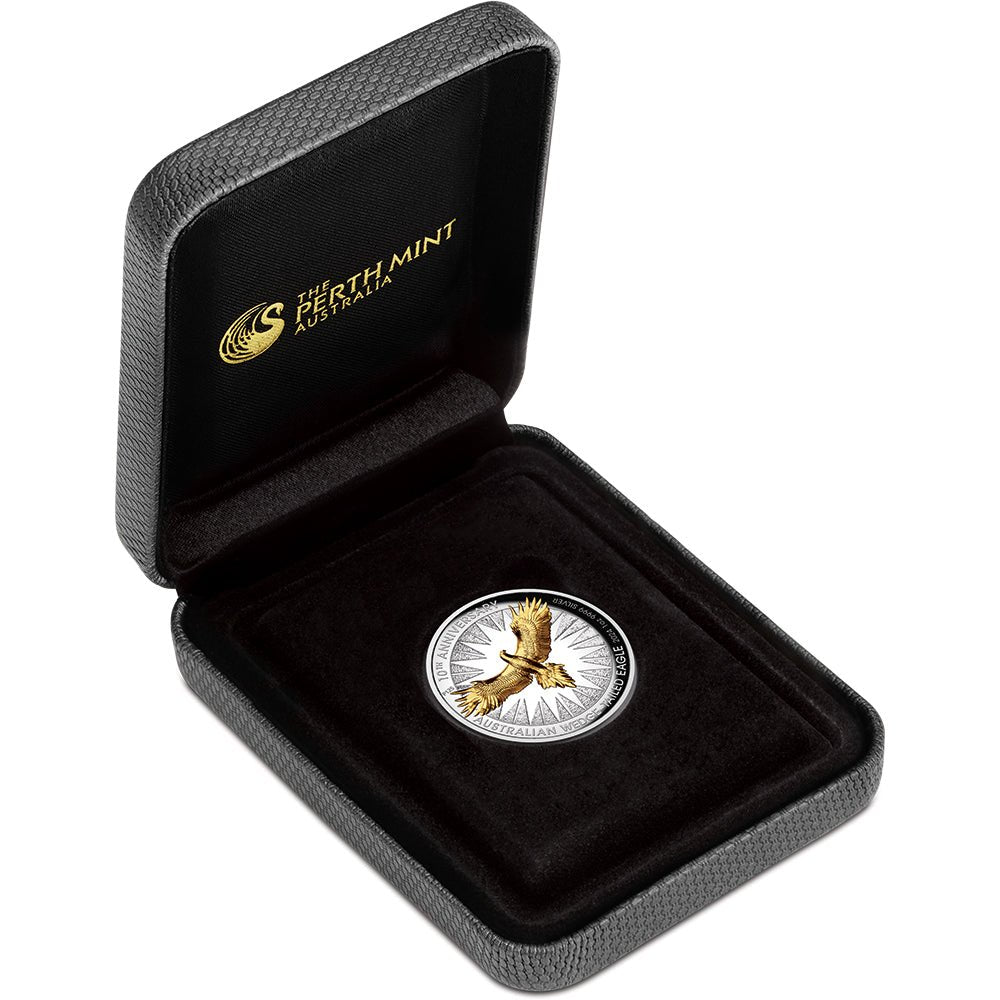 2024 Australian Wedge - Tailed Eagle 10th Anniversary 1oz Silver Proof Gilded Coin - Direct Coins