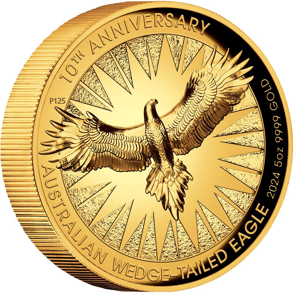 2024 Australian Wedge - Tailed Eagle 10th Anniversary 5oz Gold Proof High Relief Coin - Direct Coins