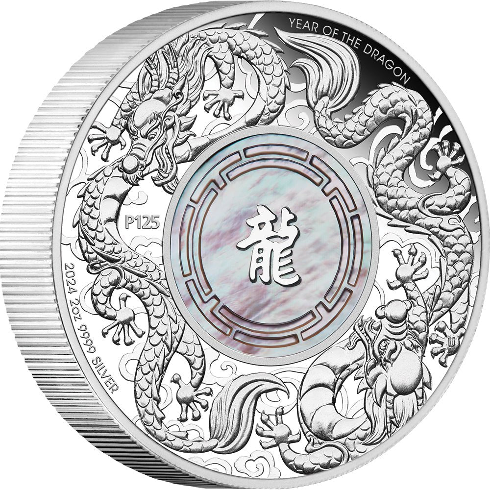 2024 Double Dragon With Mother Of Pearl 2oz Silver Proof Coin - Direct Coins