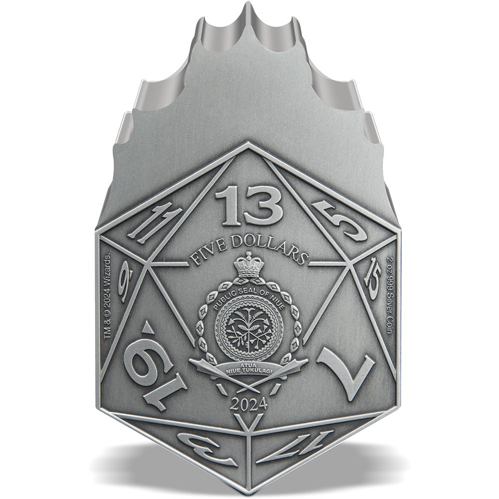 2024 Dungeons & Dragons 50th Anniversary - Red Dragon D20 2oz Silver Coin - Direct Coins