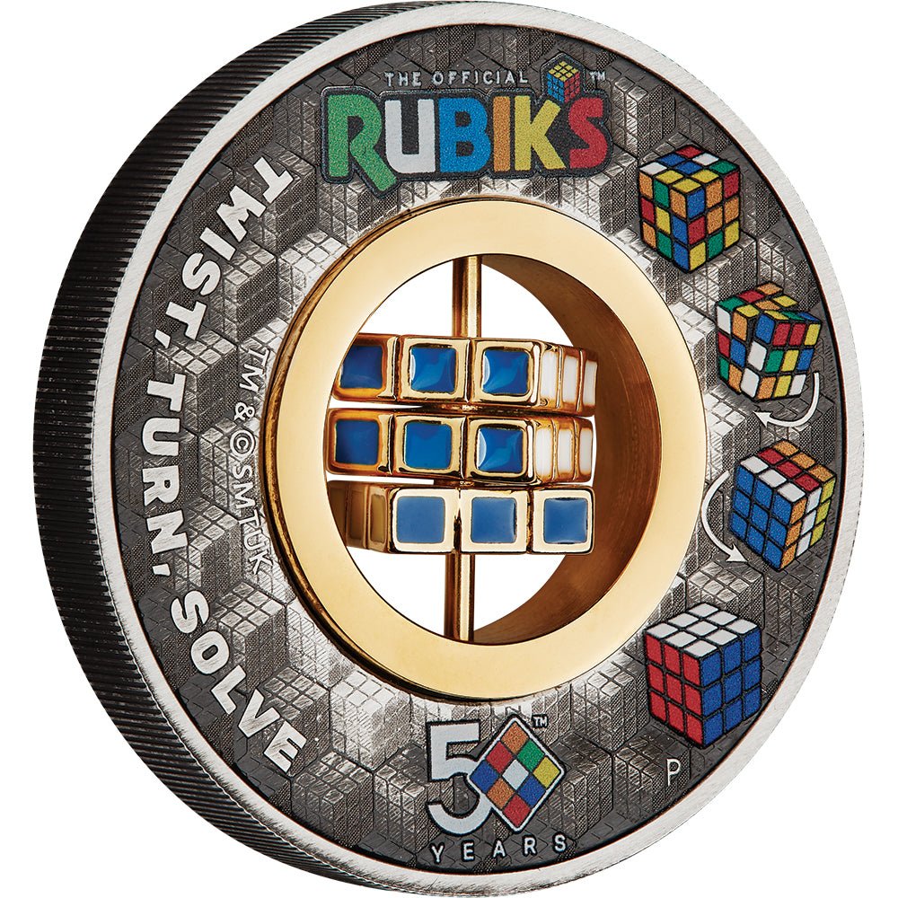 2024 Rubik's Cube 50th Anniversary 2oz Silver Antiqued Coloured Coin - Direct Coins