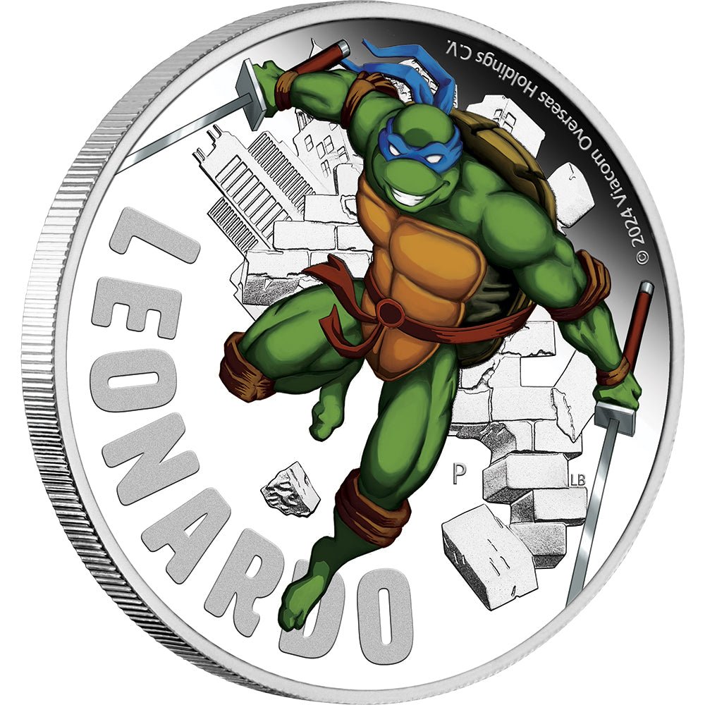 2024 Teenage Mutant Ninja Turtles - Leonardo 1oz Silver Proof Coloured Coin - Direct Coins