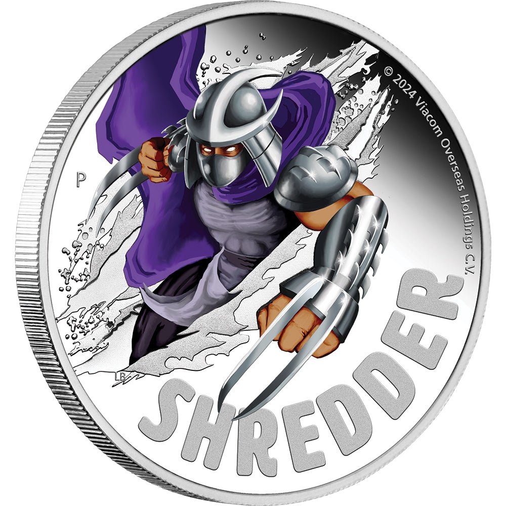 2024 Teenage Mutant Ninja Turtles - Shredder 1oz Silver Proof Coloured Coin - Direct Coins
