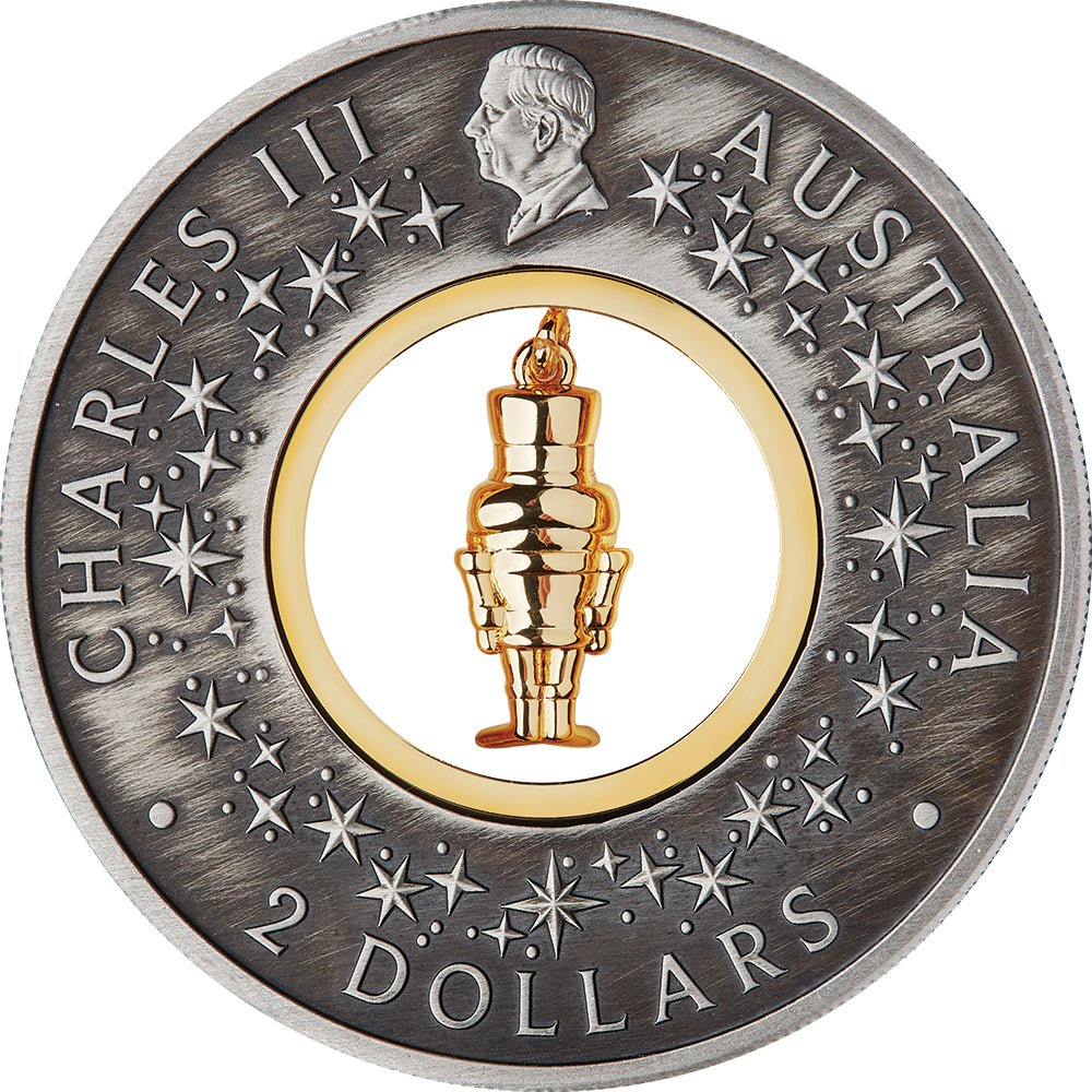 2024 The Christmas Nutcracker 2oz Silver Antiqued Coloured Coin - Direct Coins