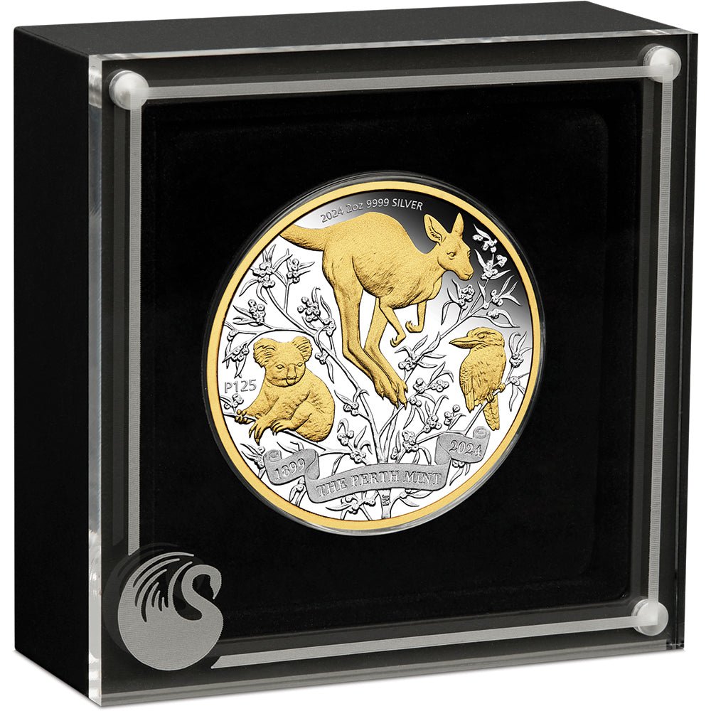 2024 The Perth Mint's 125th Anniversary 2oz Silver Proof Gilded Coin - Direct Coins