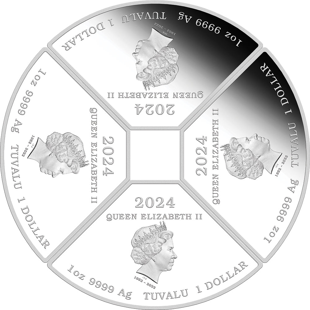 2024 Year Of The Dragon Quadrant 1oz Silver Proof Coloured Four - Coin Set - Direct Coins