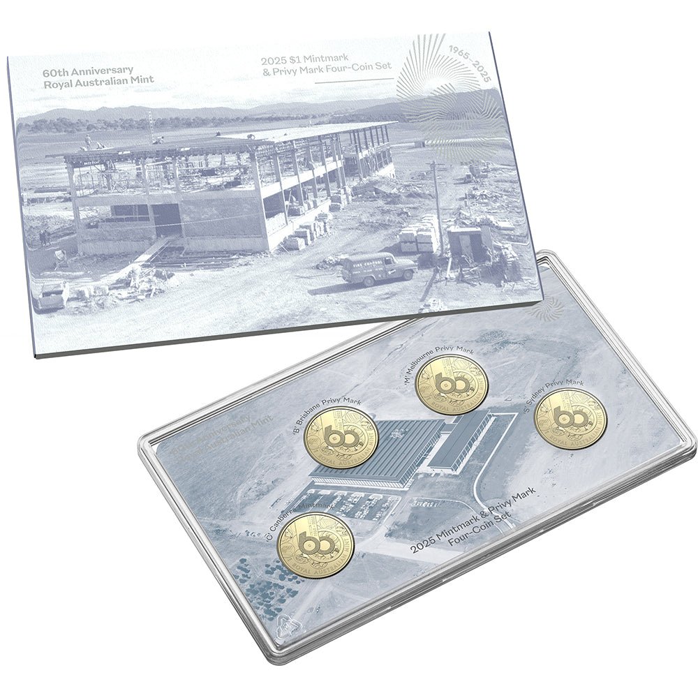 2025 $1 60th Anniversary Of The Royal Australian Mint Mintmark & Privy Four Coin Set - Direct Coins