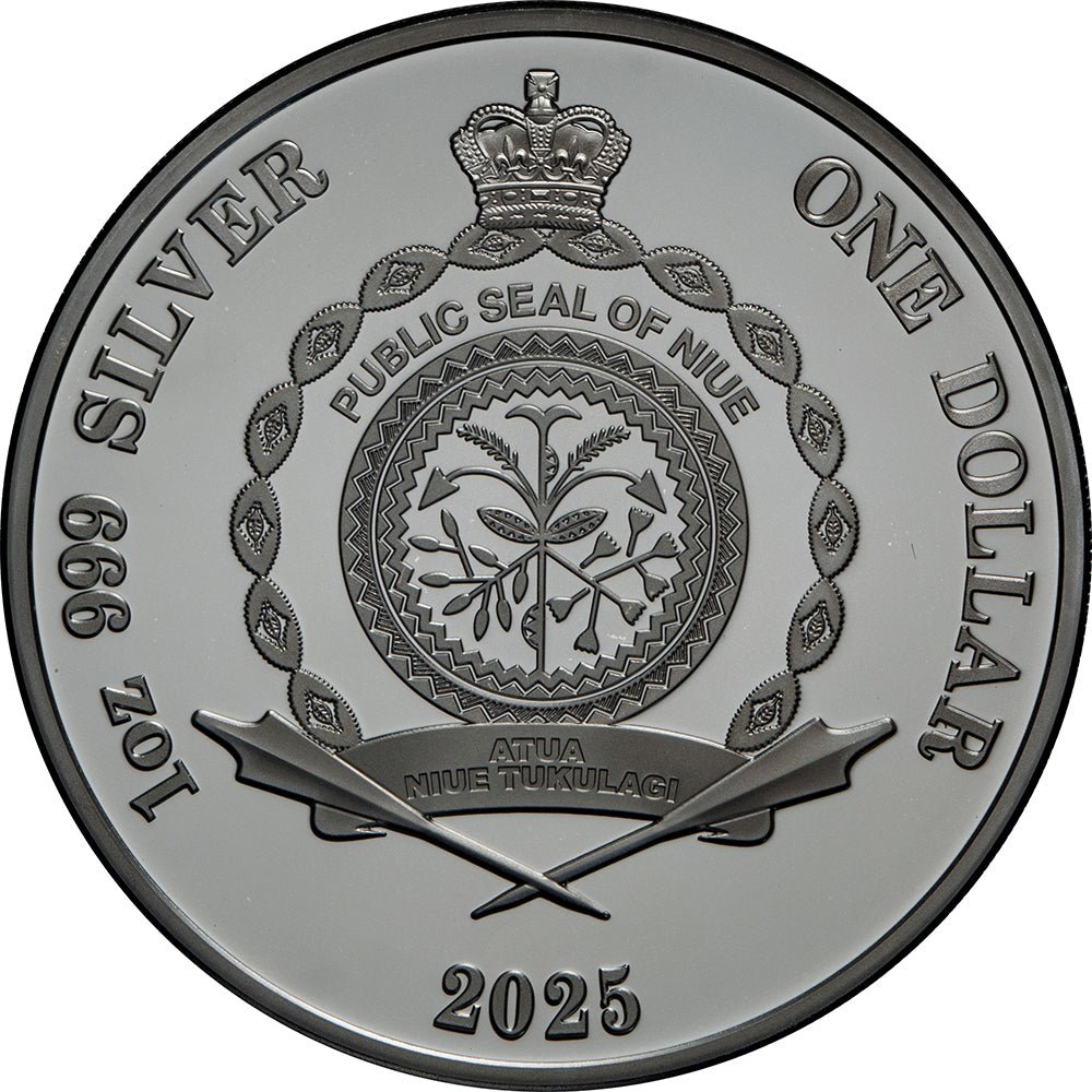 2025 $1 Alien Abduction 1oz Silver Black Proof Coin Obverse