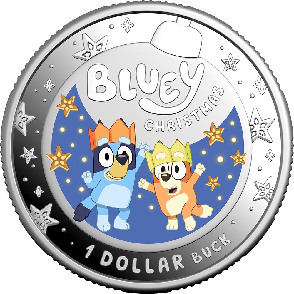 2025 $1 Bluey Christmas Coloured Fine Silver Proof Coin