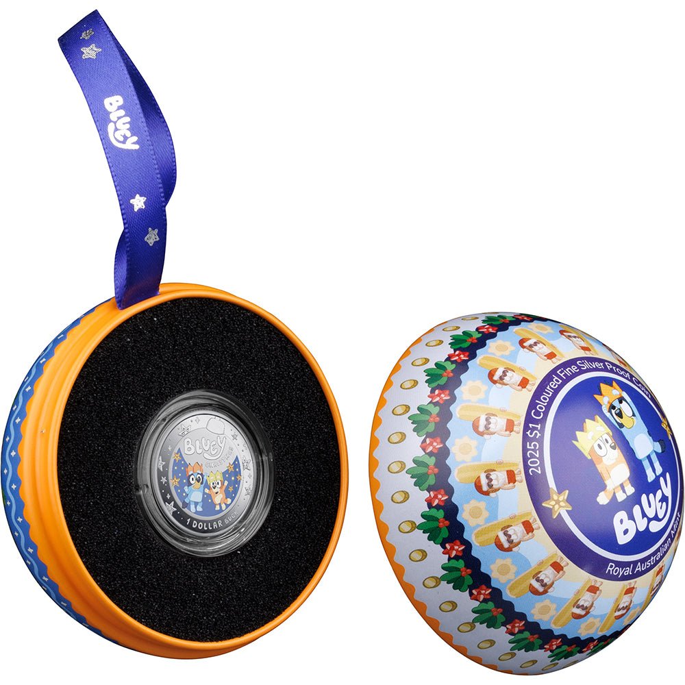 2025 $1 Bluey Christmas Coloured Fine Silver Proof Coin Bauble