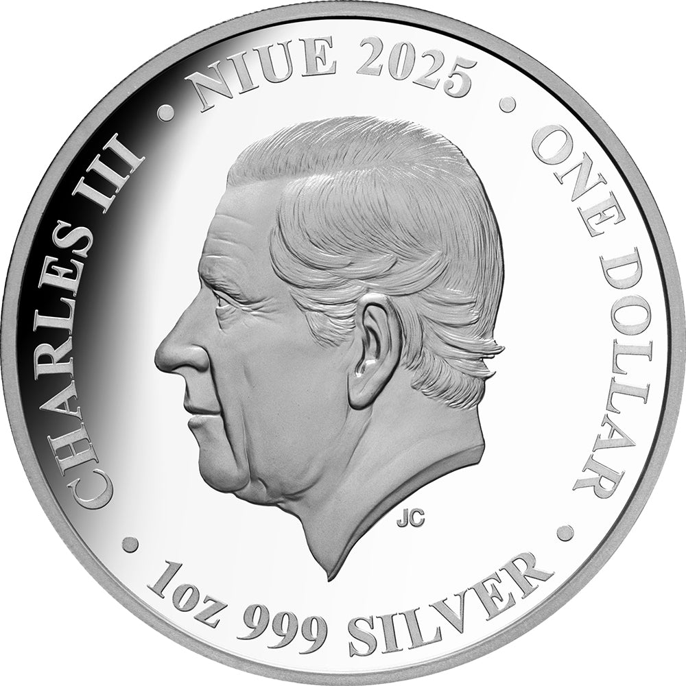 2025 $1 Captain Cook - The Search For Terra Australis 1oz Silver Proof Coin Obverse