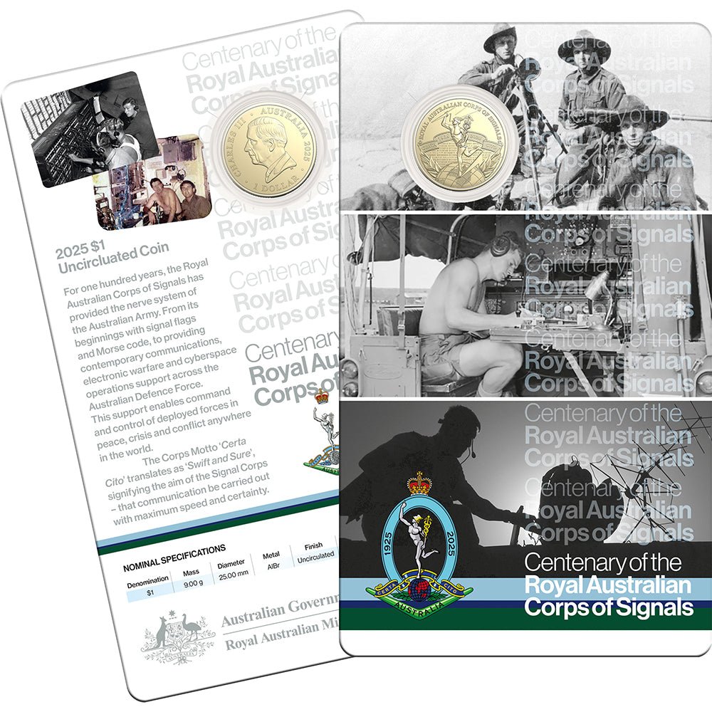 2025 $1 Centenary Of Royal Australian Corps Of Signal Uncirculated Coin - Direct Coins