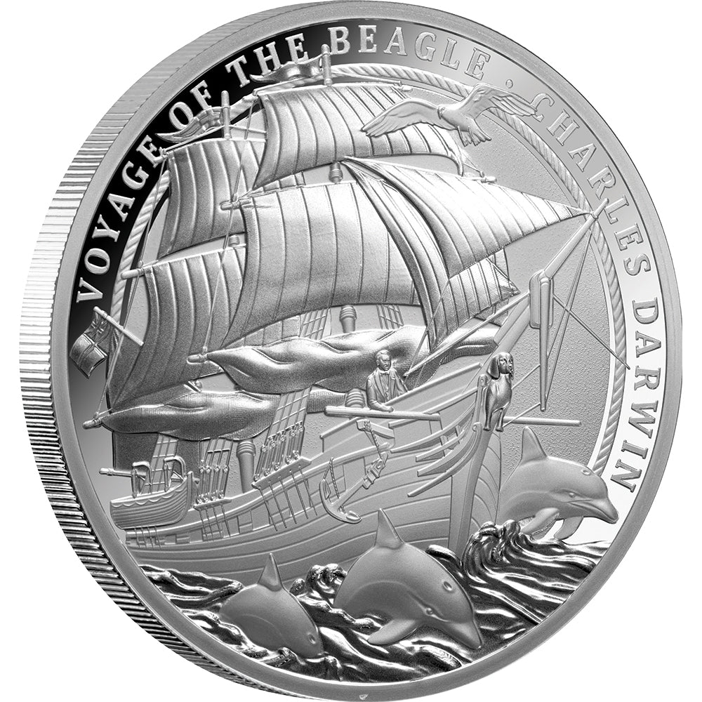 $1 Charles Darwin & The Voyage Of HMS Beagle 1oz Silver Proof Coin ...