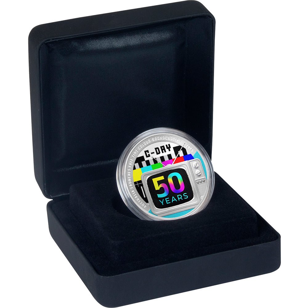 2025 $1 Colour TV In Australia - 50th Anniversary 1oz Silver Proof Coin - Direct Coins