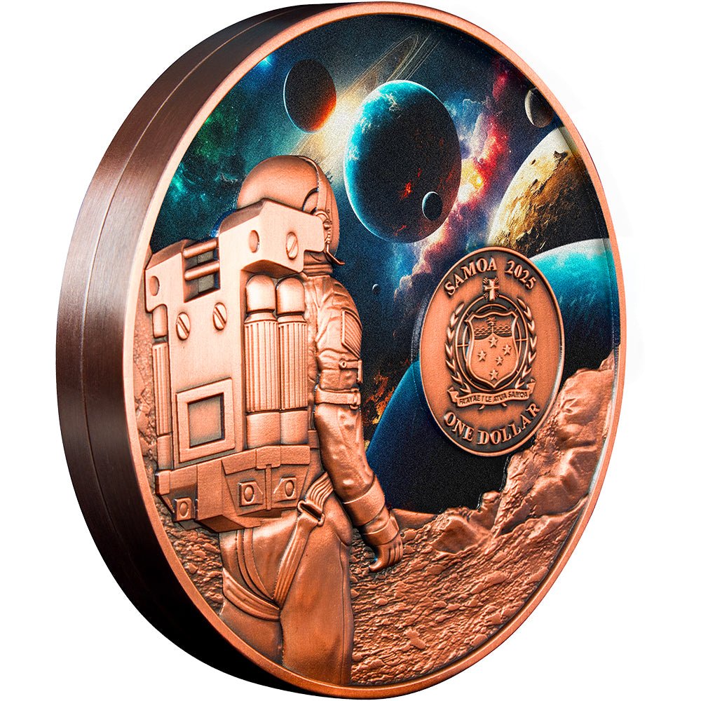 2025 $1 Cosmic Encounters Rotating Silver & Copper Bimetal Antique Coin - Direct Coins