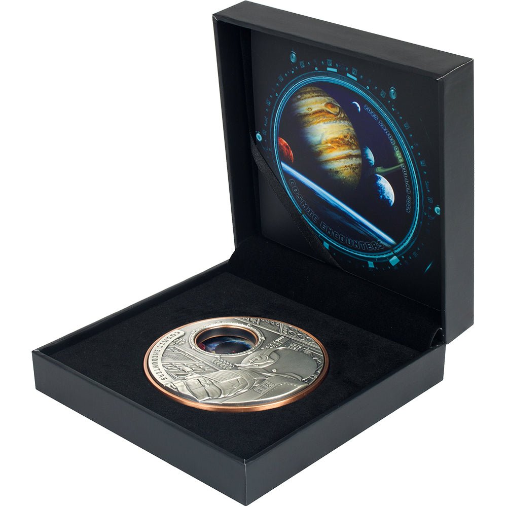 2025 $1 Cosmic Encounters Rotating Silver & Copper Bimetal Antique Coin - Direct Coins