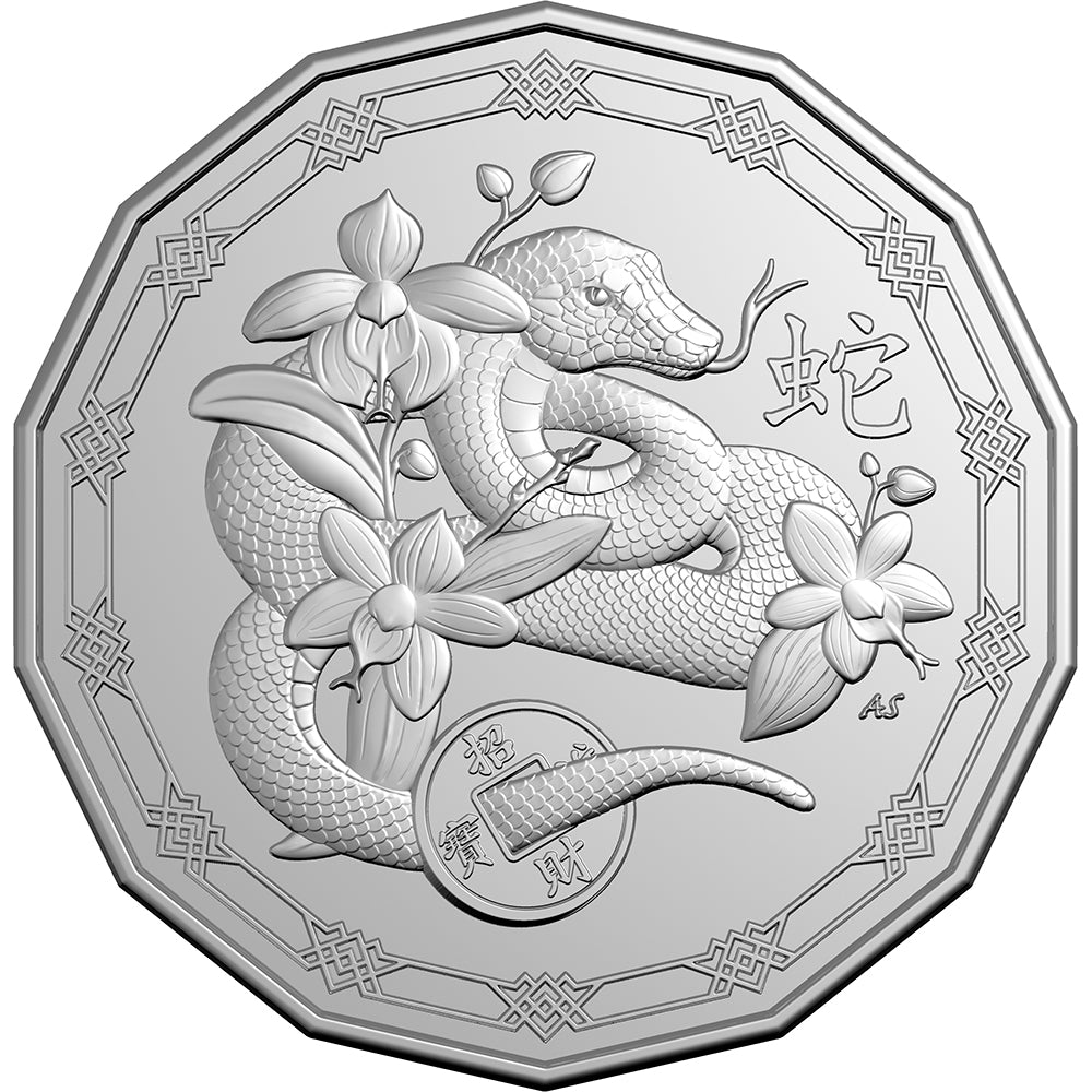 2025 $1 Lunar Series - Year Of The Snake 50c Uncirculated Tetradecagon Coin - Direct Coins