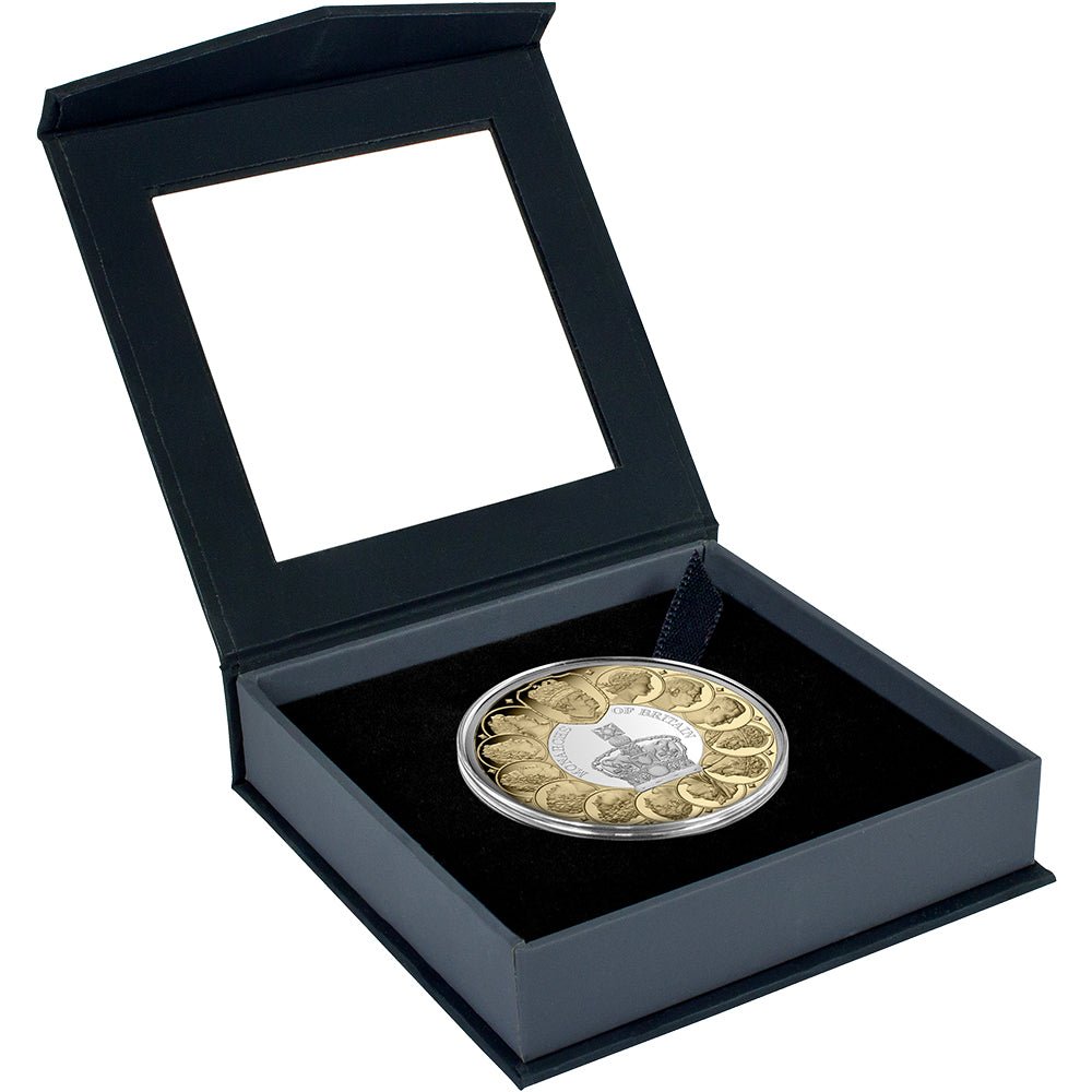 2025 $1 Monarchs Of Britain 1oz Gold Plated Silver Proof Coin Case