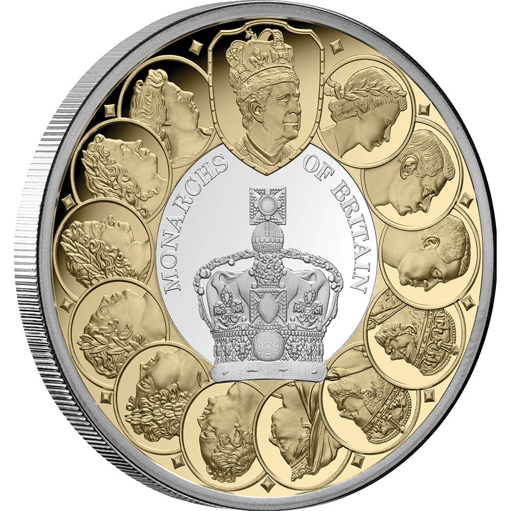 2025 $1 Monarchs Of Britain 1oz Gold Plated Silver Proof Coin