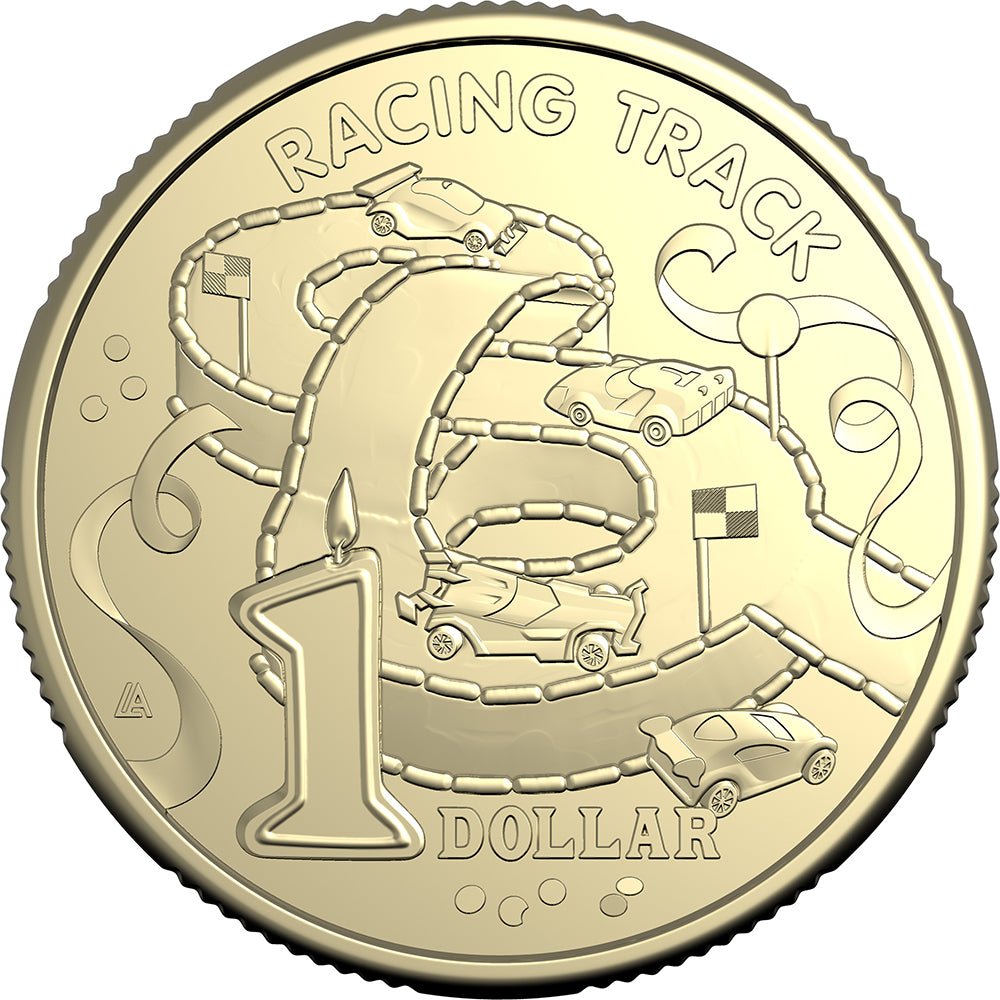 2025 $1 The Australian Women's Weekly Children's Birthday Cake Book - Racing Track Uncirculated Coin