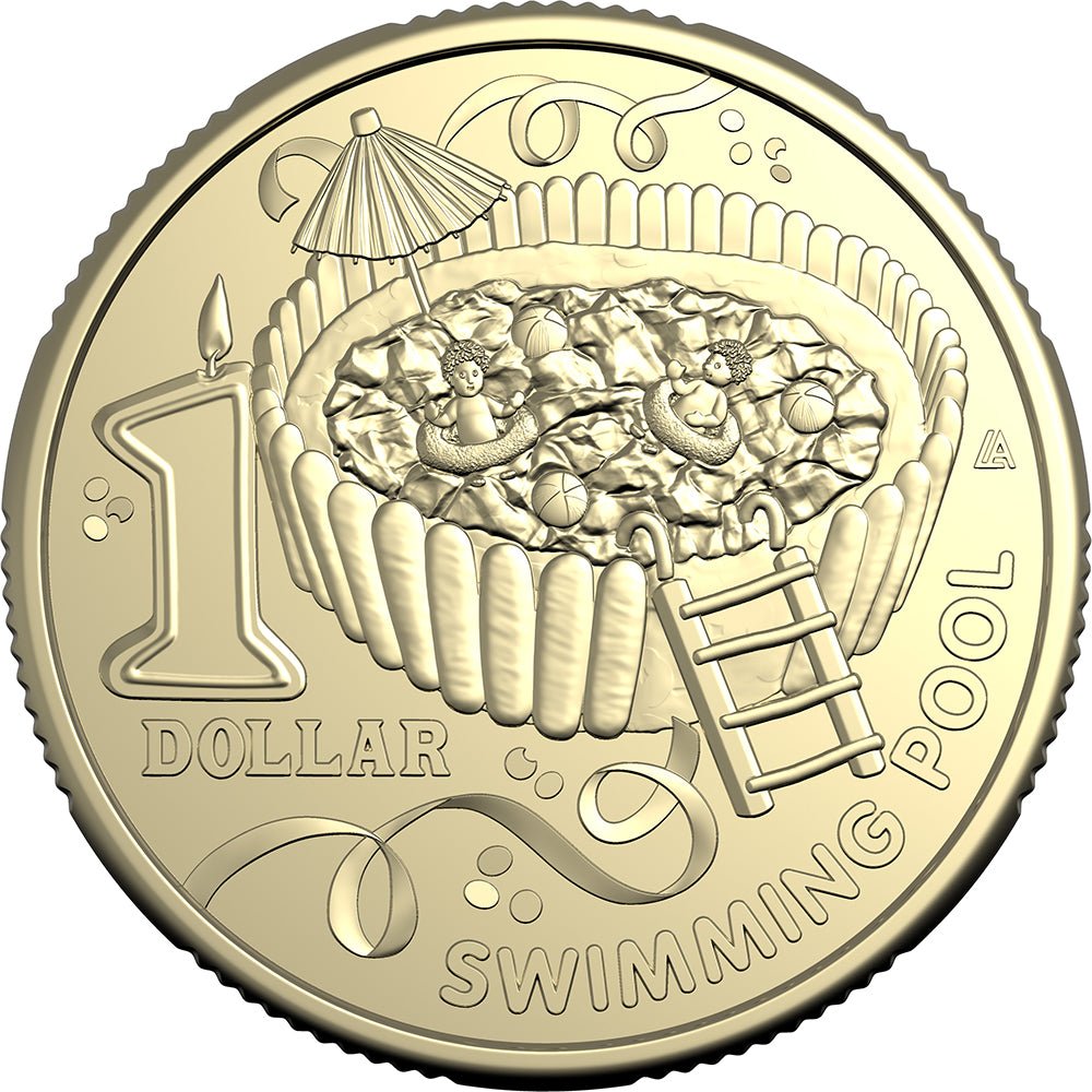 2025 $1 The Australian Women's Weekly Children's Birthday Cake Book - Swimming Pool Uncirculated Coin