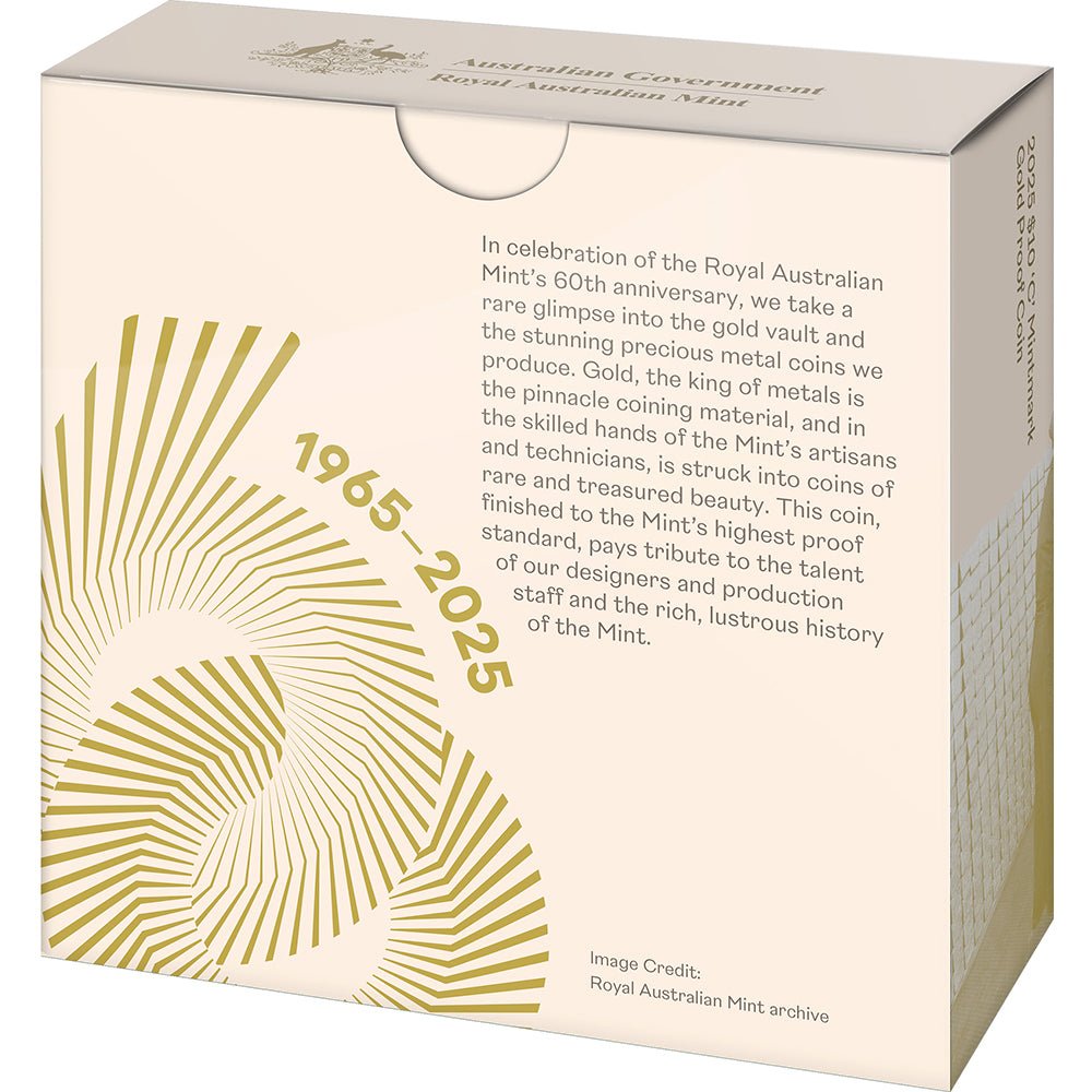 2025 $10 60th Anniversary Of The Royal Australian Mint 'C' Mintmark Gold Proof Coin - Direct Coins