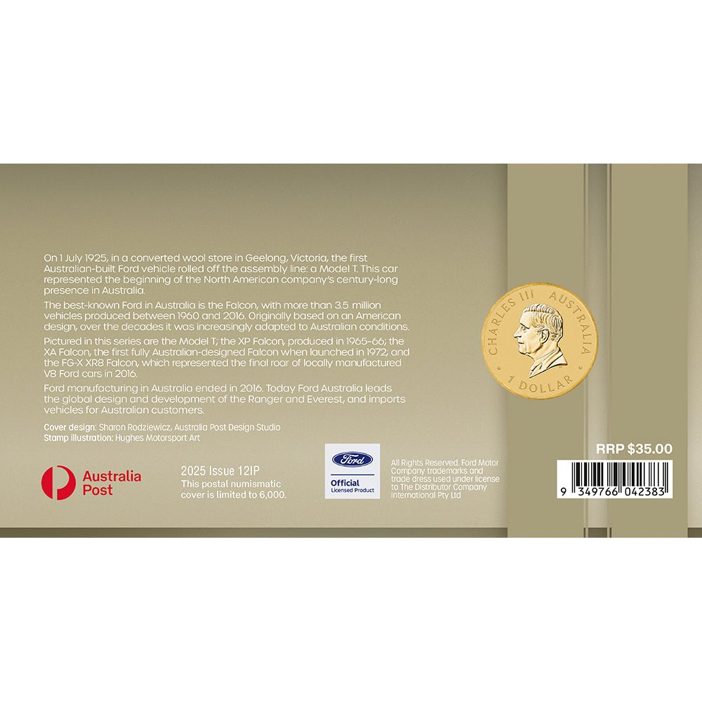 2025 100 Years Of Ford Australia - Model T 1925 Stamp & Coin Cover Back