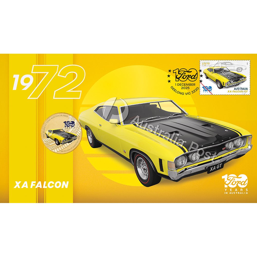 2025 100 Years Of Ford Australia - XA Falcon GT Hardtop 1972 Stamp & Coin Cover