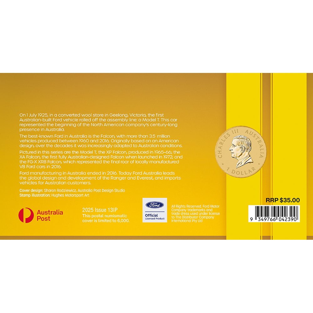 2025 100 Years Of Ford Australia - XA Falcon GT Hardtop 1972 Stamp & Coin Cover Back