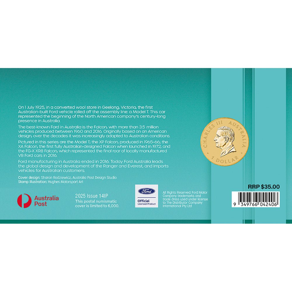 2025 100 Years Of Ford Australia - XP Falcon 1965 Stamp & Coin Cover Back