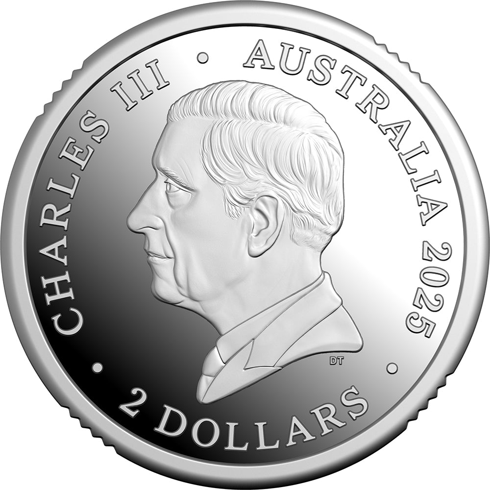 2025 $2 80 Years On: Remembering The Second World War ‘C’ Mintmark Coloured Fine Silver Proof Coin Obverse