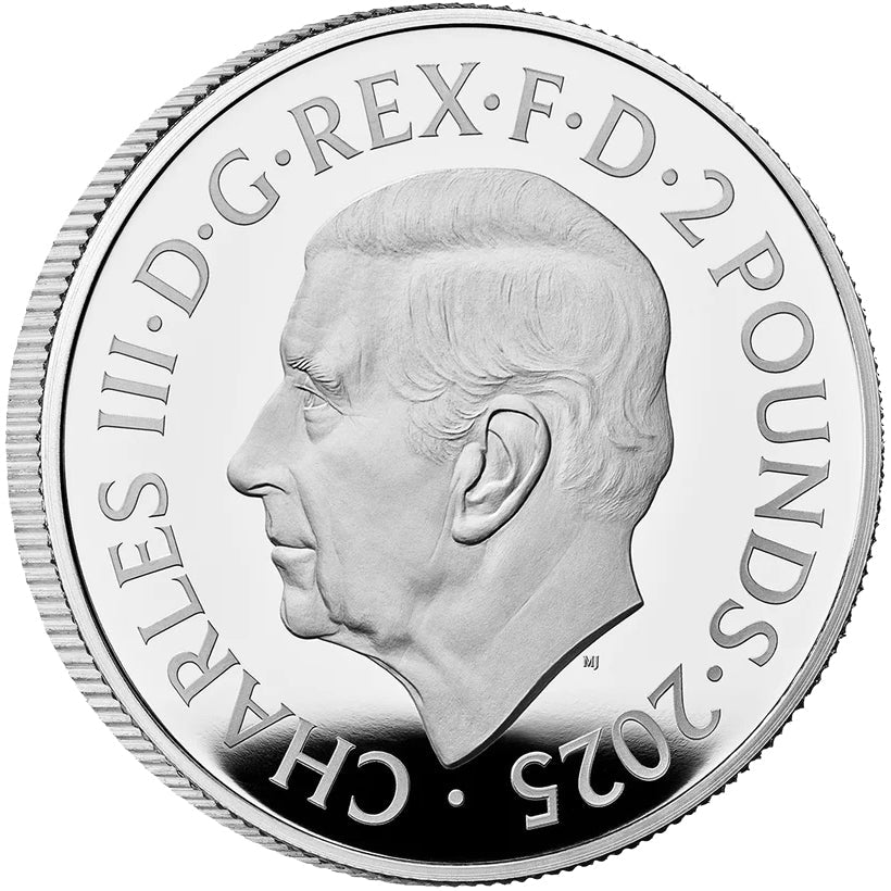 2025 £2 Freddie Mercury 1oz Silver Proof Colour Coin Obverse