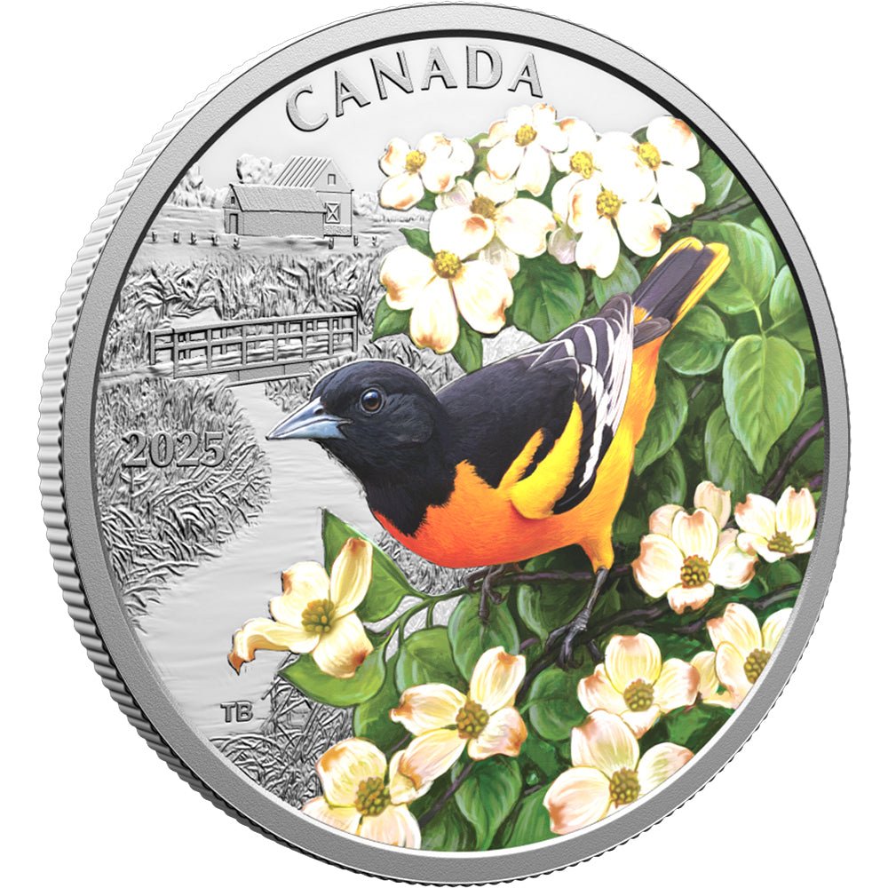 2025 $20 Colourful Birds - Baltimore Oriole 1oz Pure Silver Coin - Direct Coins